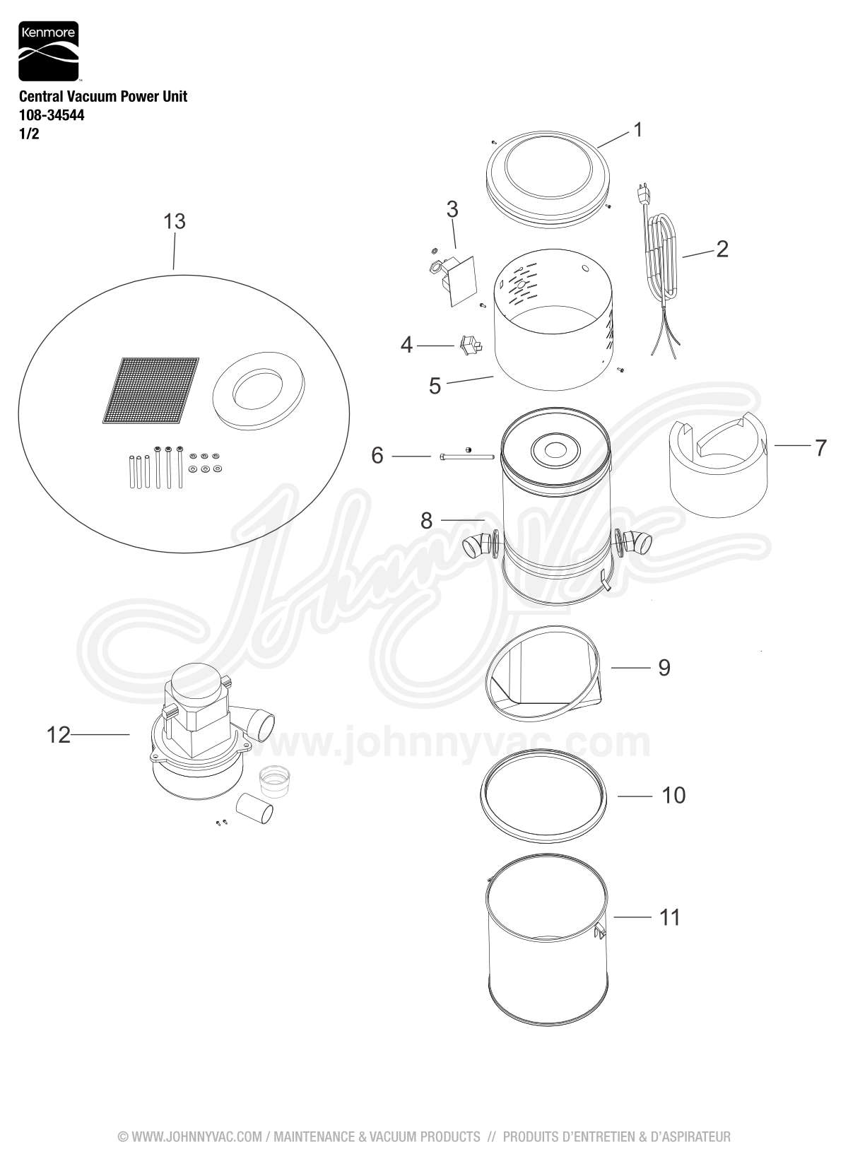 kenmore central vacuum model 108 bags